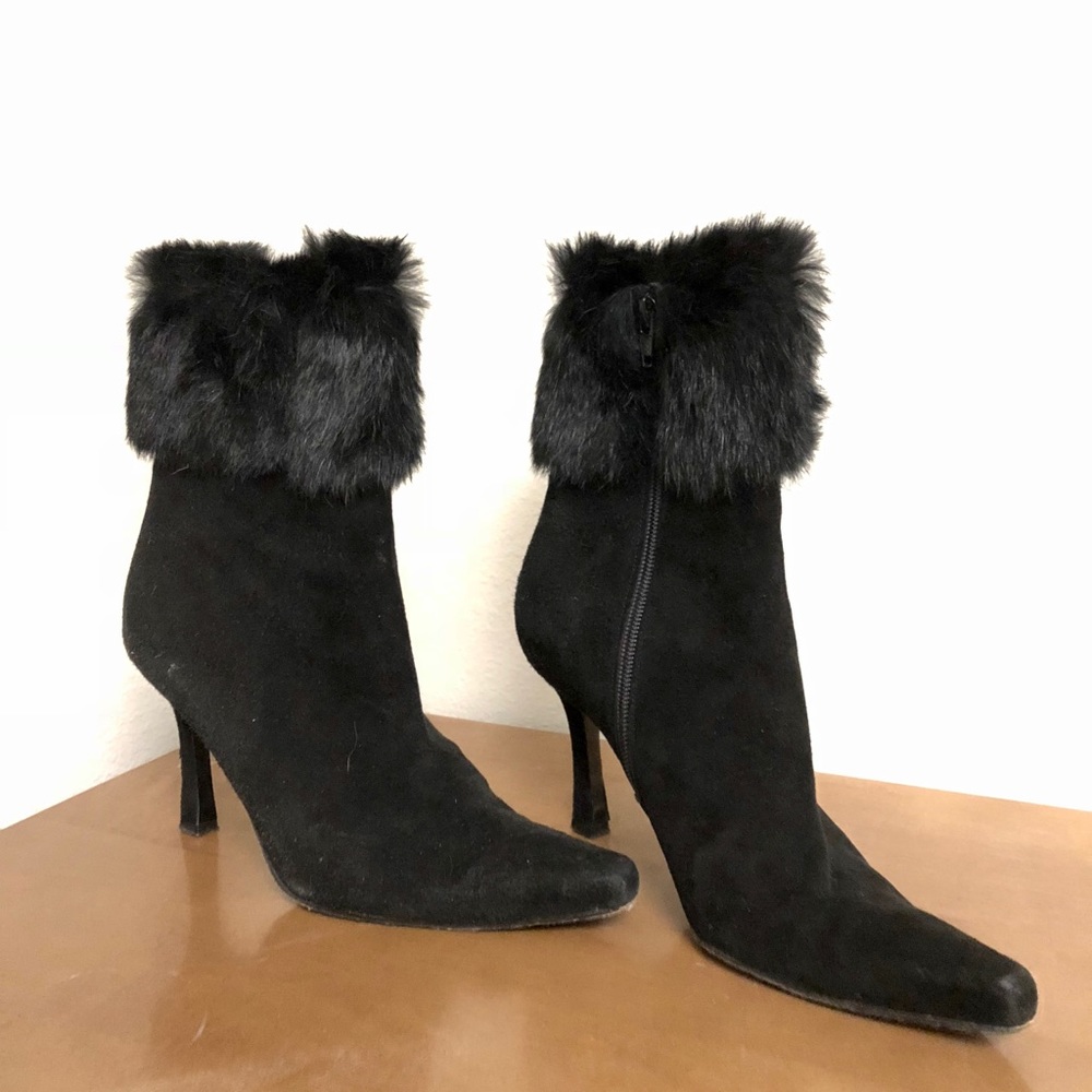 Leather & Suede Boots with Real Rabbit Fur